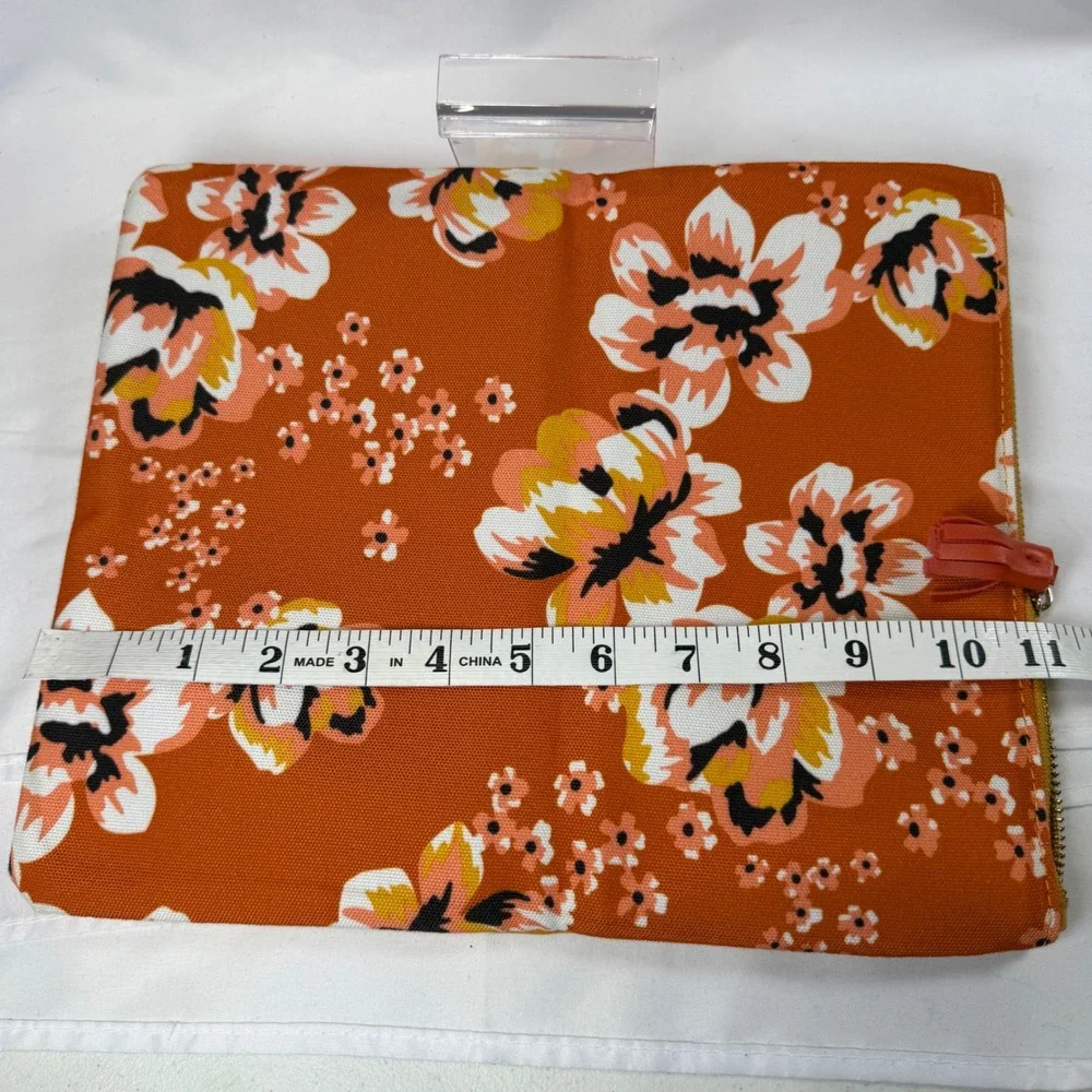 Rachel Pally Foldover Clutch Women OS Mustard Yellow Floral Tassel Faux Leather